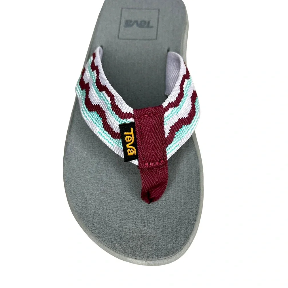 Teva Little Girls Voya Thong Flip Flop Sandals Sz 11 Aqua-Burgundy-Gray-Lavender
